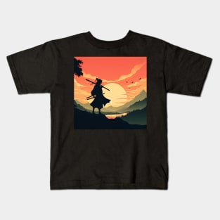 Samurai Silhouette #3 Kids T-Shirt